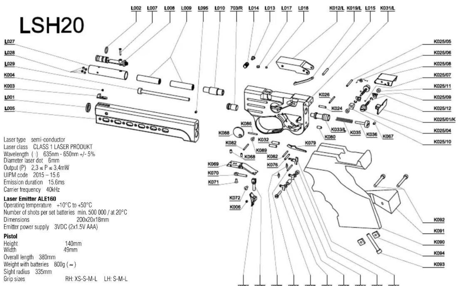 Pardini K10 Junior - SISTEMA DI REGOLAZIONE LSH20 - K10 LSH Regolazione scatto, grilletto: - 2