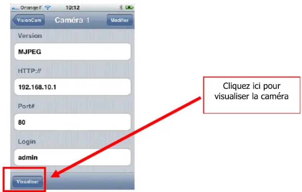 Heden CAMHED04IPWN - 8-6-2 - Visualisation avec l'application «VisionCam » sur Applestore - 7