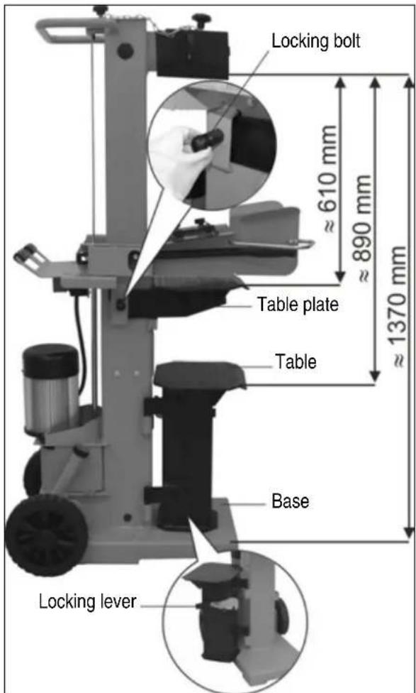 ATIKA ASP 10 TS - Adjusting the table height - 1
