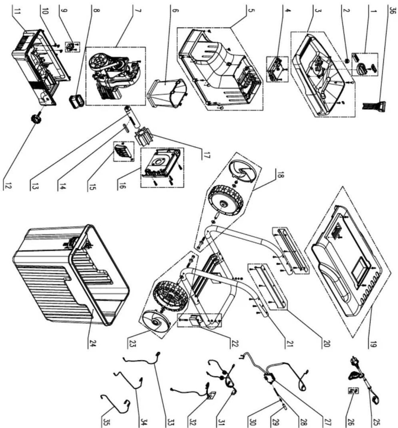 FLORABEST FLH 2500 A1 - Explosionszeichnung • Éclaté des pièces déta- chées • Disegno esploso • Explosietekening - 1
