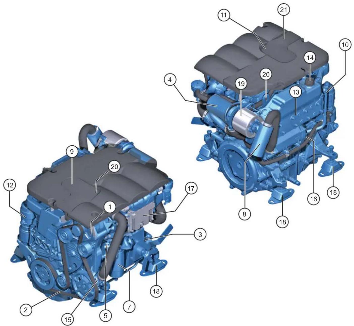 Nanni H4.150 - Principaux organes du moteur - 1