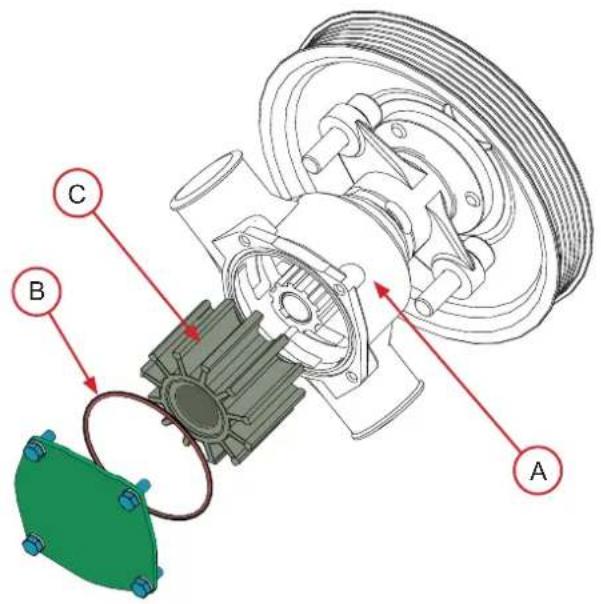 Nanni H4.130 - Replacing the seawater pump rotor - 1