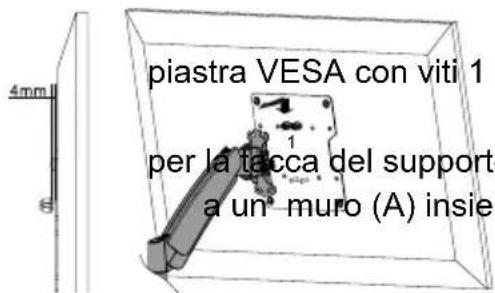 4mm piatra VESA con viti 1 per la facca del supporte a un' muro (A) insien