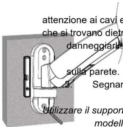 attenzione ai cavi e che si trovano dietr danneggiarli! sulla parete. 3. Segnar Utilizzare il support modell