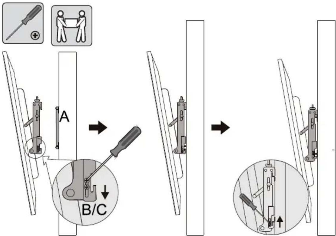 Goobay TV EasyFlex L - Attaching and locking the flat screen - 1