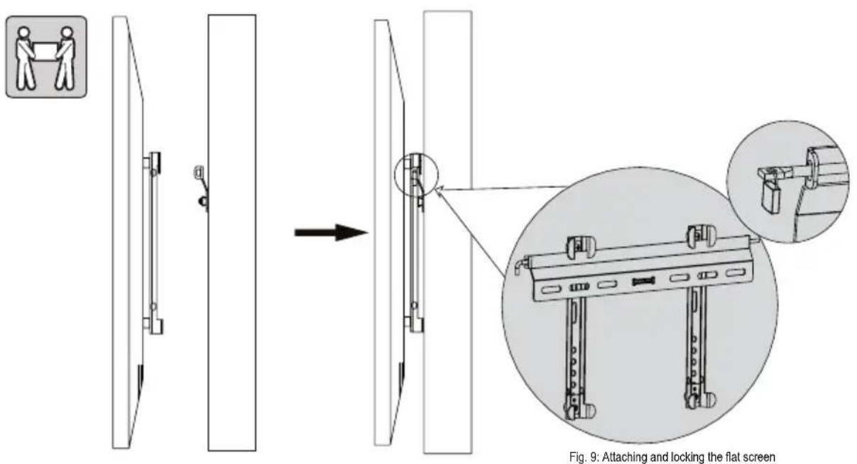 Goobay TV EasyFix SuperSlim - Attaching and locking the flat screen - 1