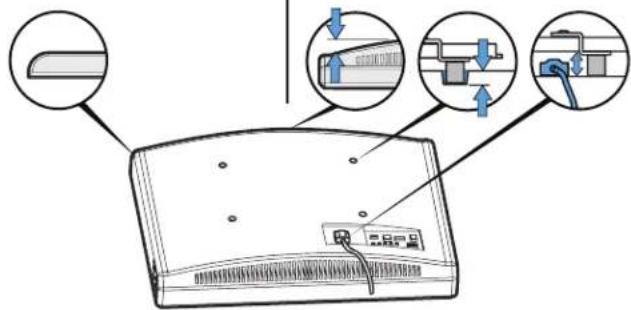 Diagram showing a device with labeled parts and directional arrows indicating process steps