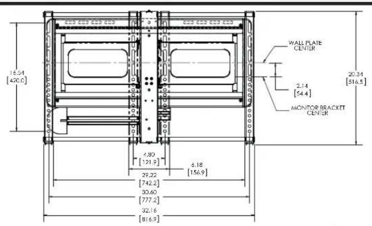 16.54 [420.0] 4.80 [121.9] 25.22 [742.2] 33.60 [777.2] 32.16 [816.9] WALL PLATE CENTER 2.14 [54.4] MONITOR BRACKET CENTER 20.34 [516.5]