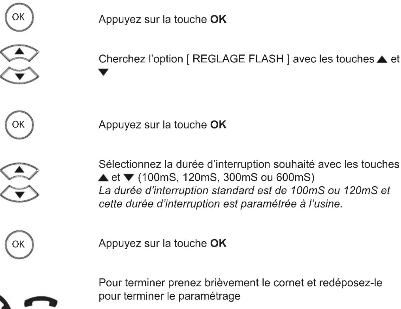 PROFOON TX325 - Durée d'interruption R/Flash : - 1