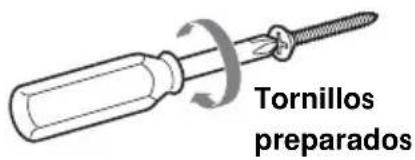 SONY SUW200 - Introduzca cuatro de los tornillos preparados en las posiciones marcadas en el paso 2 (página 4). - 1