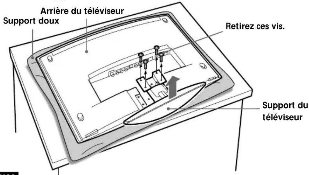 SONY SUW200 - Retirez les quatre vis comme indiqué ci-dessous et détachez le support du téléviseur. - 1