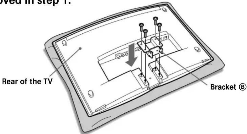 SONY SUW200 - Secure bracket Ⓑ to the TV firmly using the four screws removed in step 1. - 1