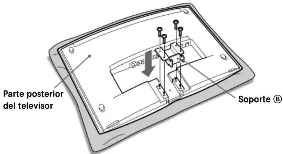 SONY SUW200 - Fije firmemente el soporte Ⓑ al televisor mediante los cuatro tornillos desenroscados en el paso 1. - 1