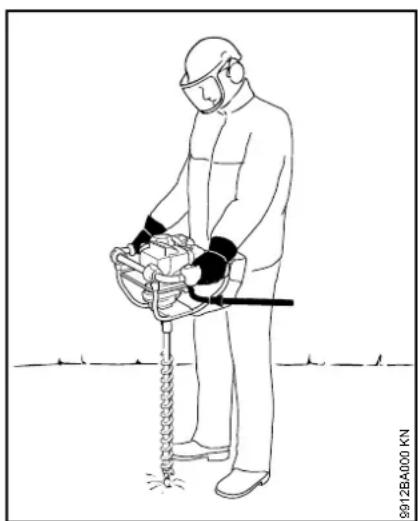 STIHL BT 131 - Apparaat vasthouden en bedienen - 1