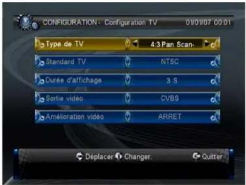 TRIAX TTR 301 - Menu configuration TV - 1