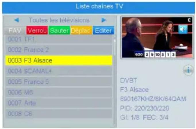 TRIAX TR 63 - Menu edition chaînes - 1