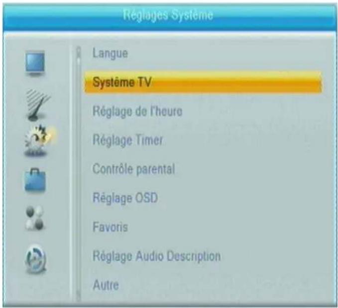 TRIAX TR 43 - Menu réglages système - 1