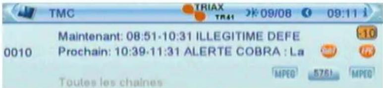 TRIAX TR 43 - EPG / Information sur les programmes en cours et suivant - 1