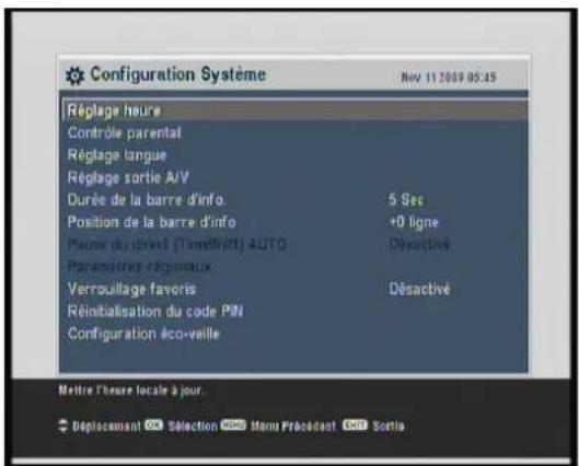 TRIAX THR 9500 - Menu « configuration Systeme » - 1