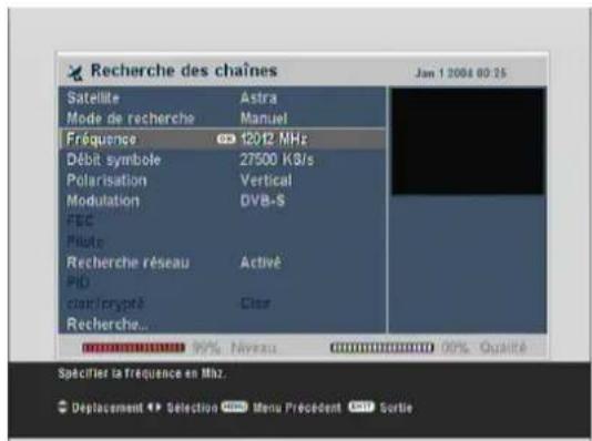TRIAX THR 9500 - Recherche des chaînes d'un transpondeur donné - 1