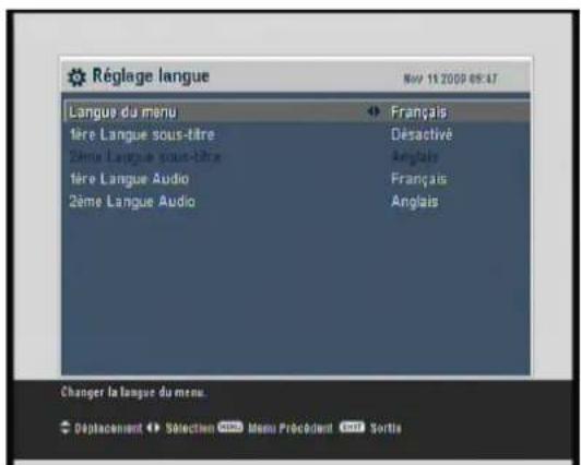 TRIAX THR 9500 - Réglage langue - 1