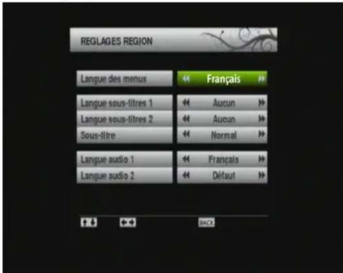 TRIAX THR 9700 - Paramètres (linguistiques) régionaleux - 1