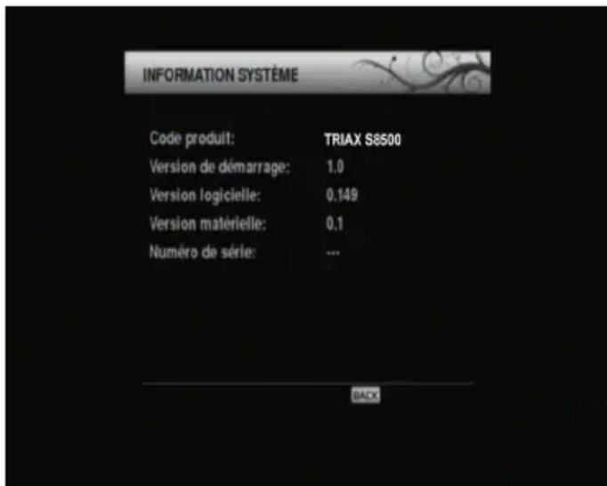 TRIAX THR 9700 - Informations système - 1