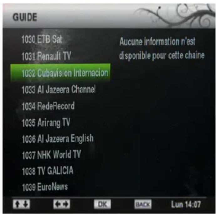 TRIAX THR 9700 - Affichage du guide électronique de programmes (EPG) - 1