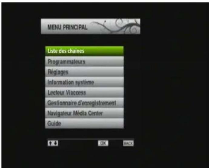 TRIAX THR 9700 - Affichage du menu principal - 1