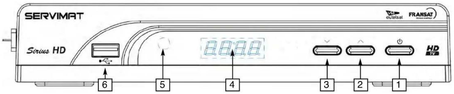 SERVIMAT Sirius HD (Fransat) - LES FONCTIONS ET TOUCHES DE LA FACE AVANT - 1