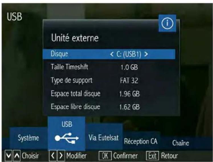 SERVIMAT Sirius HD (Fransat) - LE SOUS MENU USB (Paramétres PVR/Unité externe) - 2