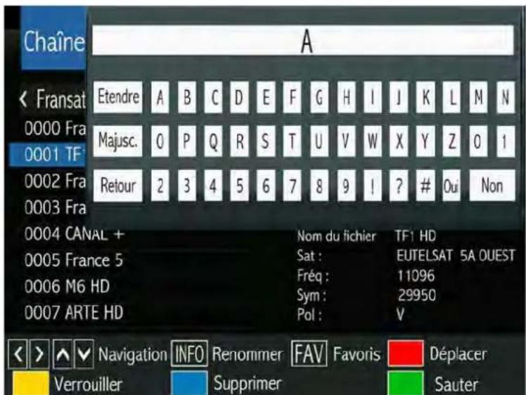 SERVIMAT Sirius HD (Fransat) - LE SOUS MENU EDITER CHAINES (renommer) - 1