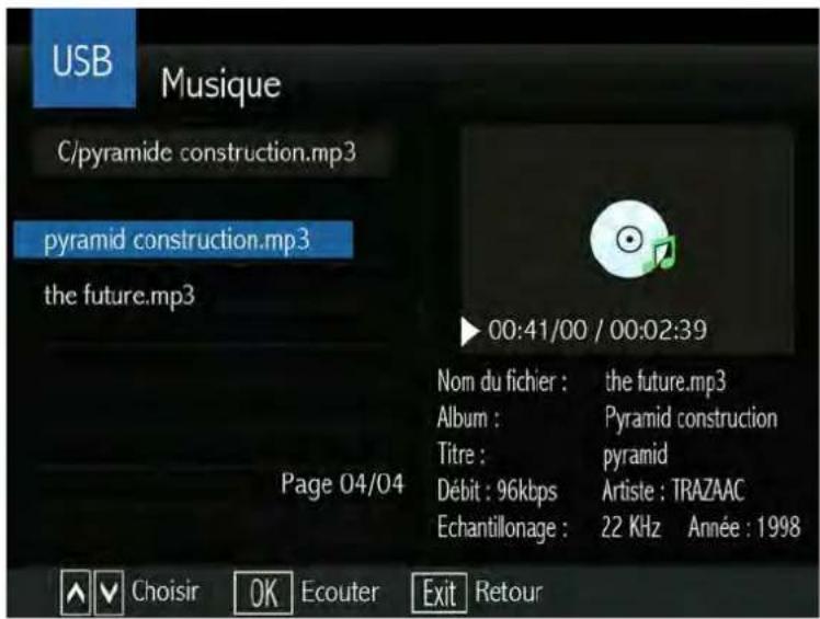 SERVIMAT TSV76HDU - LE SOUS MENU USB (Paramètres Musique) - 1