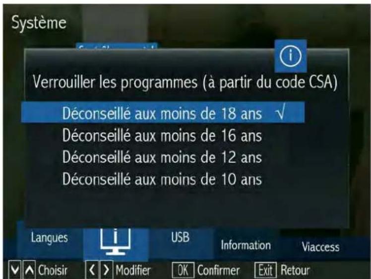SERVIMAT TSV76HDU - LE SOUS-MENU SYSTEME (Contrôle parental) - 1