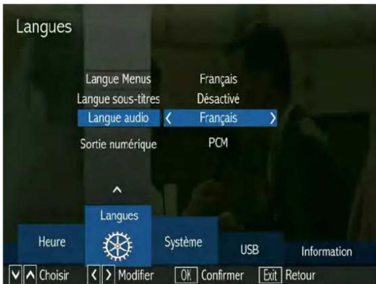 SERVIMAT TSV76HDU - LE SOUS MENU LANGUES - 1