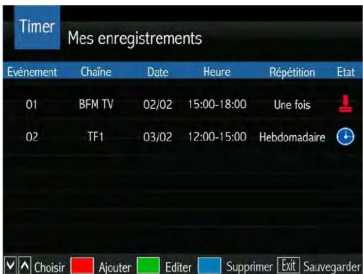 SERVIMAT TSV76HDU - LE SOUS MENU GUIDE (Enregistrer via le guide-EPG/Presser la touche OK pour ouvrir le timer) - 2