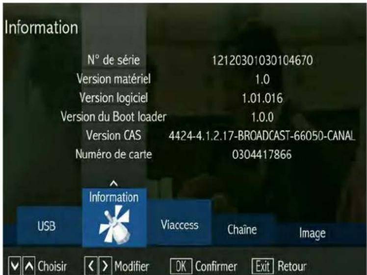 SERVIMAT TSV76HDU - LE SOUS MENU INFORMATION - 1
