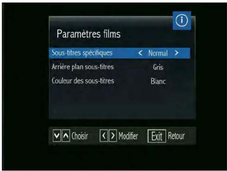 SERVIMAT TSV76HDU - LE SOUS MENU USB (Paramètres film) - 1