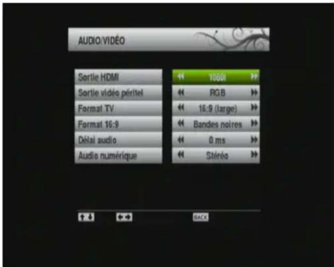 SEDEA ST5000HD - Réglages sorties - 1