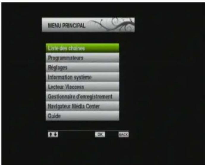 SEDEA ST5000HD - Affichage du menu principal - 1