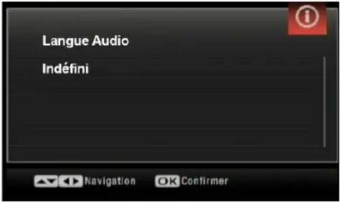Langue Audio Indéfini Navigation OK Confirmer
