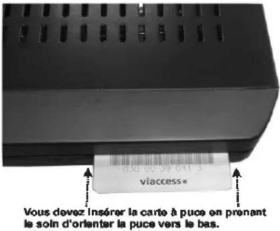 viaccess Vous devez insérer la carte à puce en prenant le soin d'orienter la puce vers le bas.
