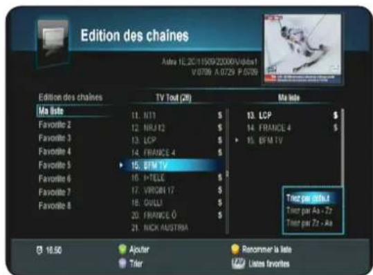 OPTEX ORS 9970HD - c) Tri des chaînes - 1