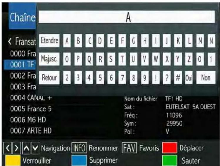 SERVIMAT Sirius HD (BisTV) - LE SOUS MENU EDITER CHAINES (renommer) - 1
