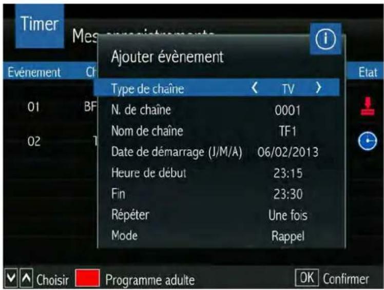 SERVIMAT Sirius HD (BisTV) - LE SOUS MENU GUIDE (Enregistrer via le guide-EPG/Presser la touche OK pour ouvrir le timer) - 1