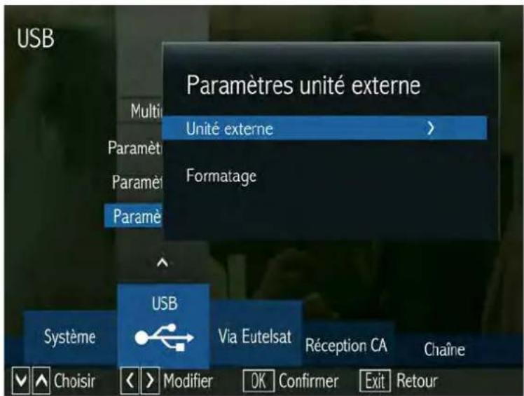 SERVIMAT Sirius HD (BisTV) - LE SOUS MENU USB (Paramètres PVR/Unité externe) - 1