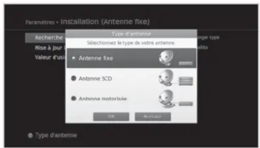 HUMAX NAFOX HD - Sélection du type d'antenne - 1