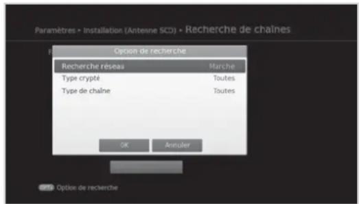 HUMAX NAFOX HD - Configuration des options de recherche - 1