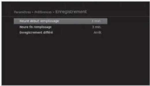 HUMAX NAFOX HD - MENU  Paramètres  Préférences  Enregistrement - 1