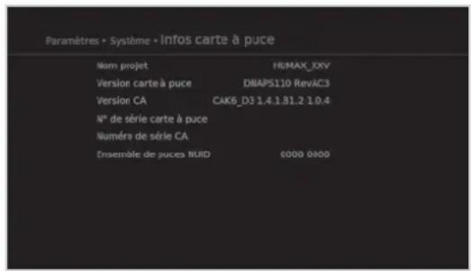 HUMAX NAFOX HD - MENU  Parametre  Systeme  Infoes carte à puce - 1